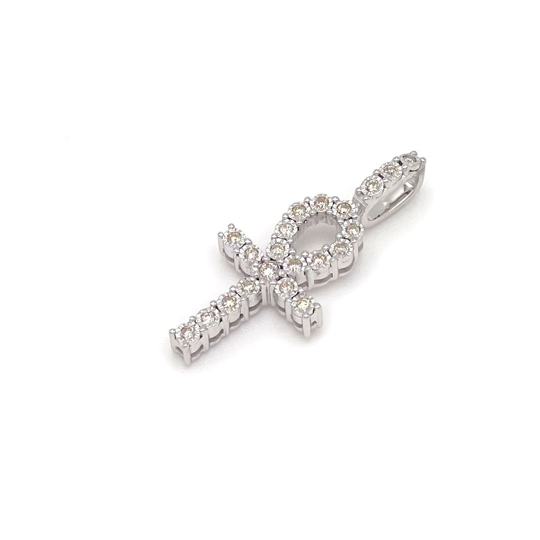 Diamond Ankh Pendant 14k Gold 0.25ct