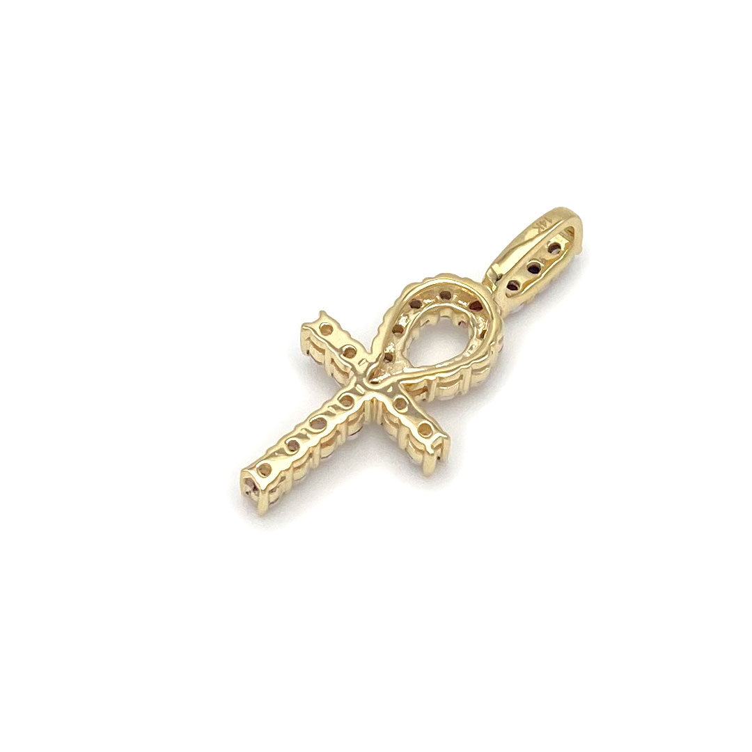 Diamond Ankh Pendant 14k Gold 0.25ct