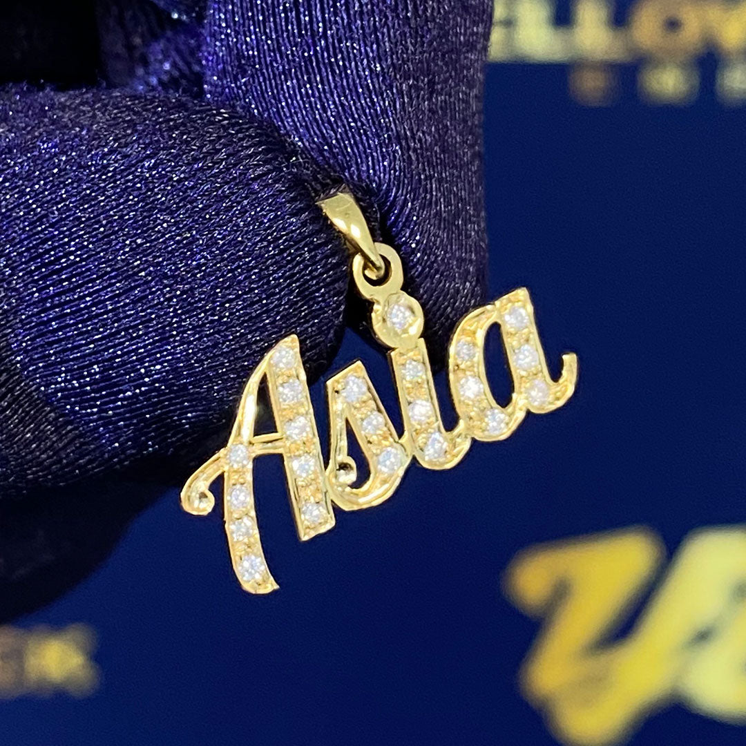 Personalized Cursive Name Pendant with Genuine Diamonds