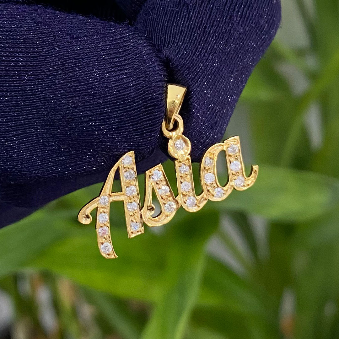 Personalized Cursive Name Pendant with Genuine Diamonds