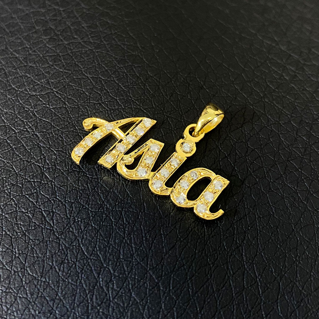 Personalized Cursive Name Pendant with Genuine Diamonds