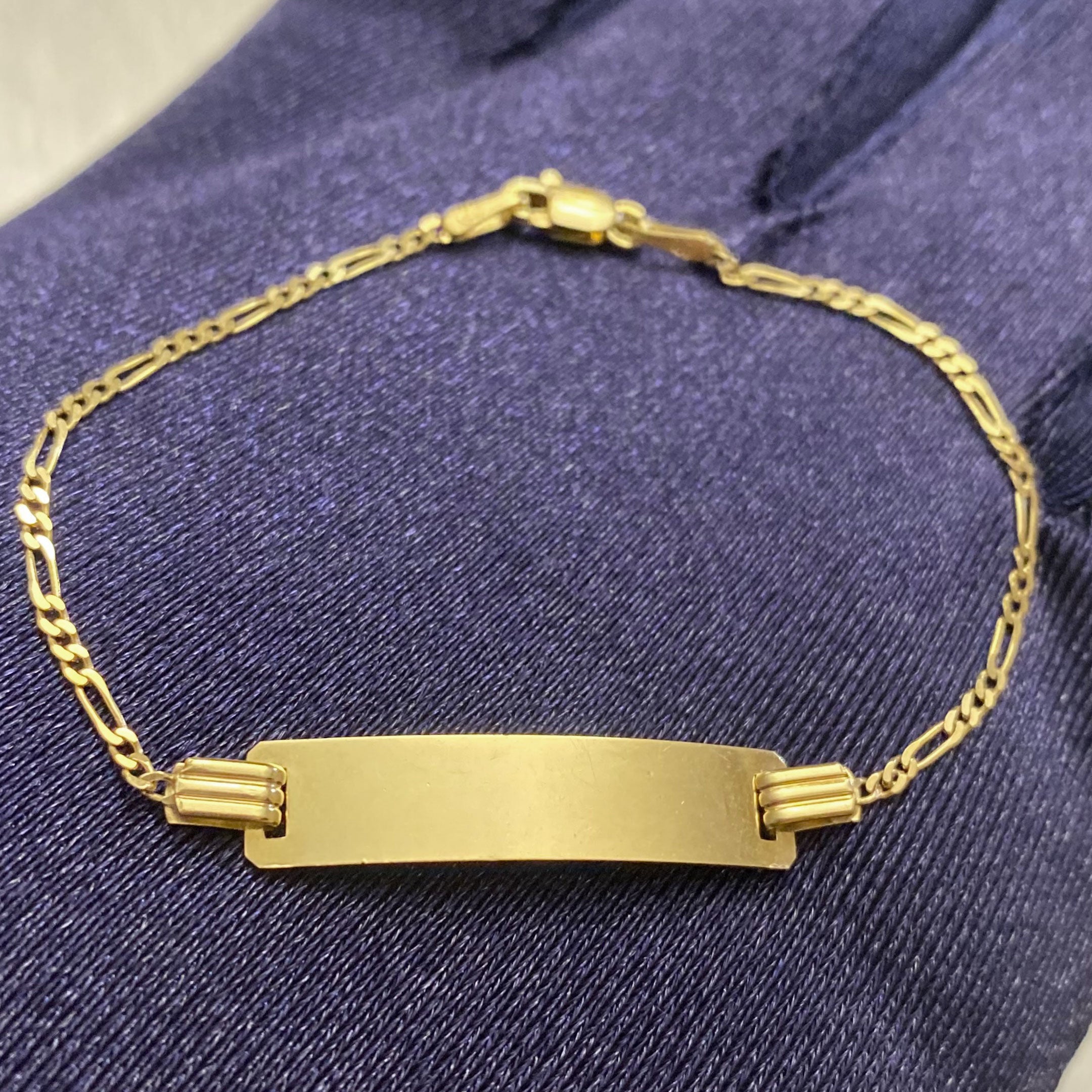 14k Figaro ID Baby Bracelet Free Engraving