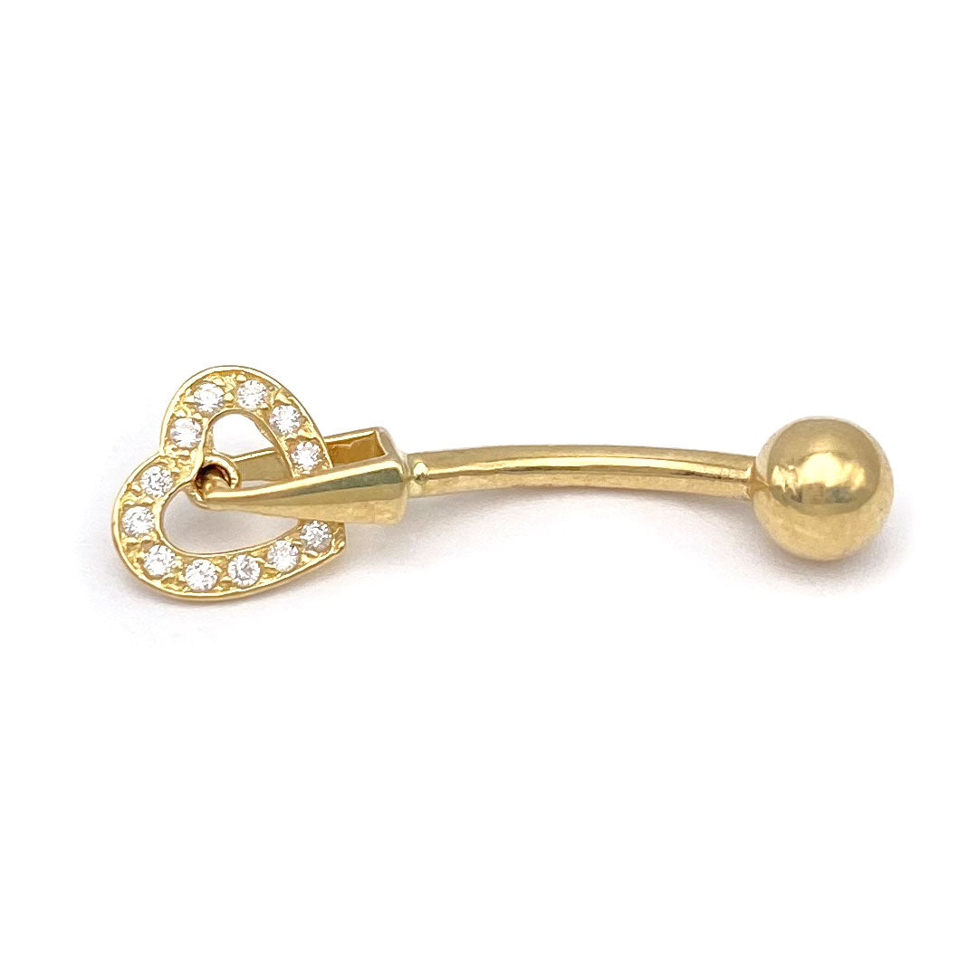 10k CZ Heart Belly Ring