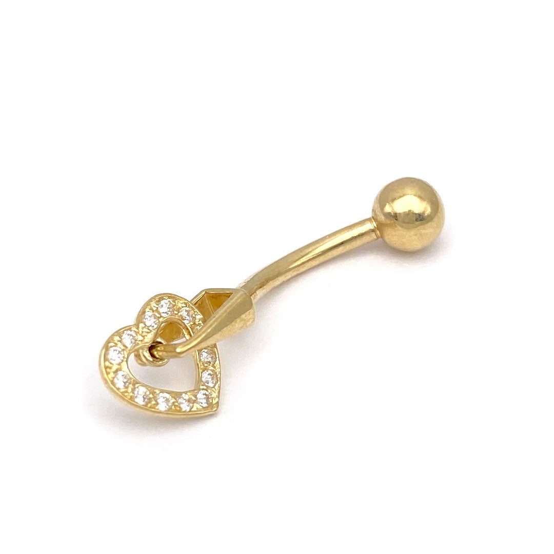 10k CZ Heart Belly Ring