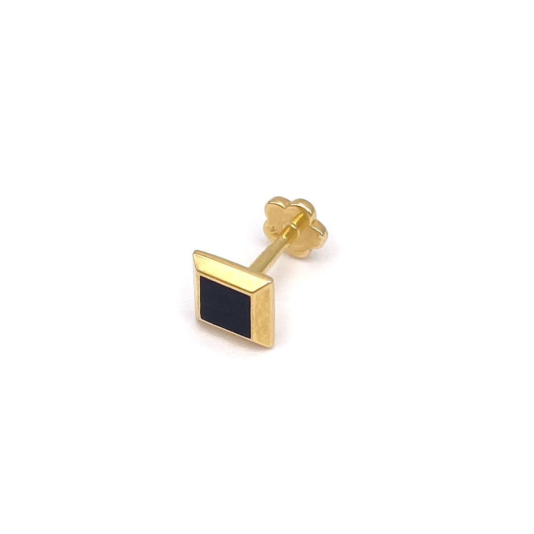 14k Black Enamel Square Internal Threaded Stud