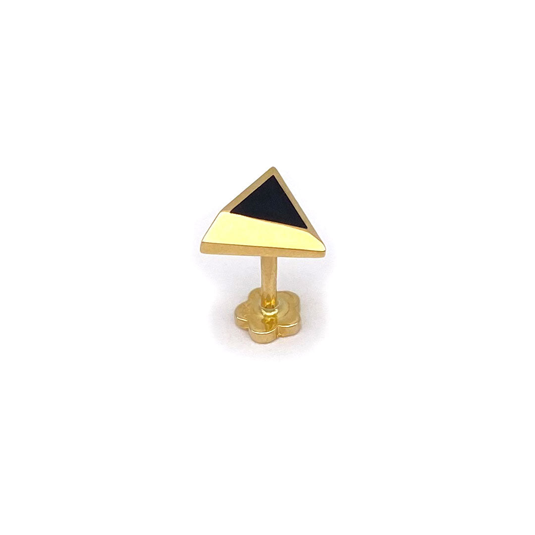 14k Black Enamel Triangle Internal Threaded Stud