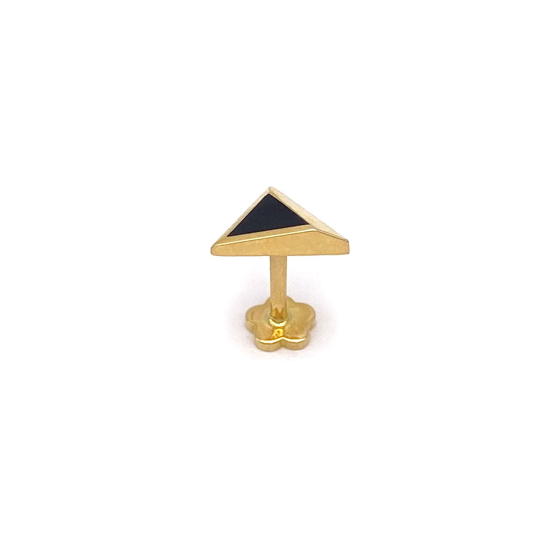 14k Black Enamel Triangle Internal Threaded Stud