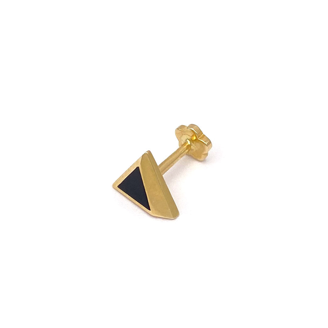 14k Black Enamel Triangle Internal Threaded Stud