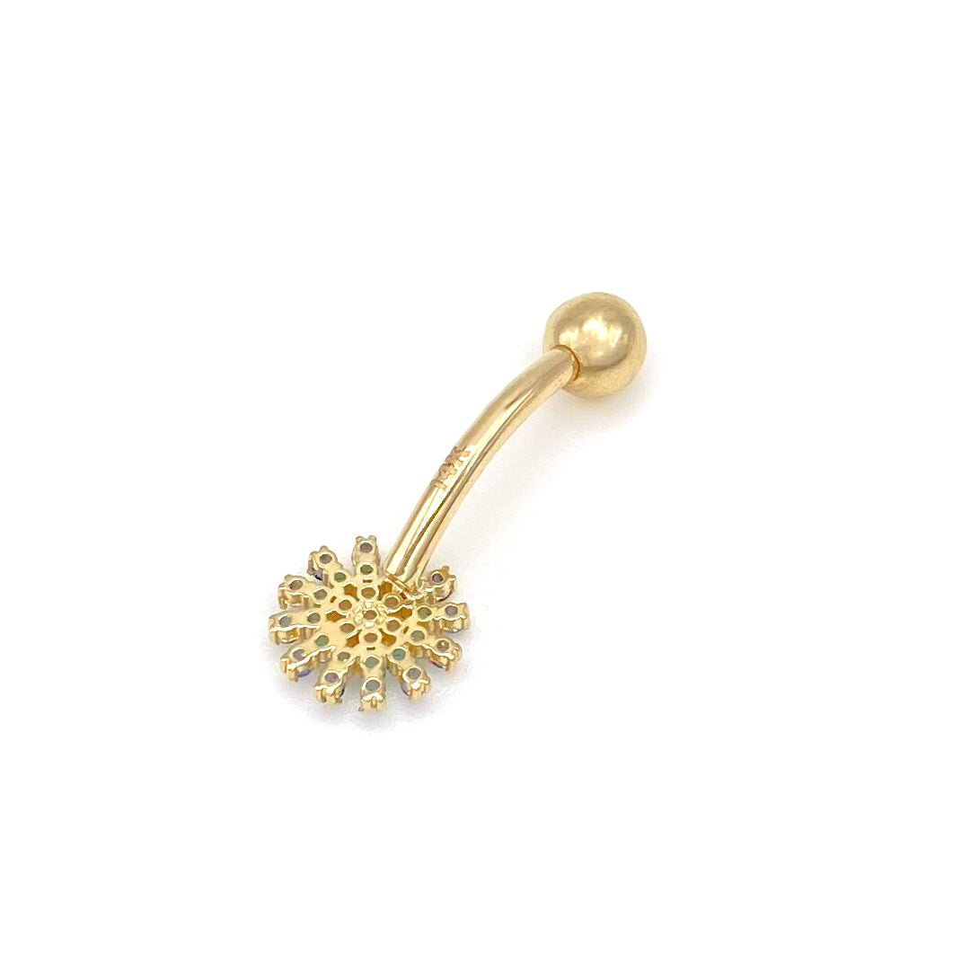 14k CZ Blue Sun Belly Ring