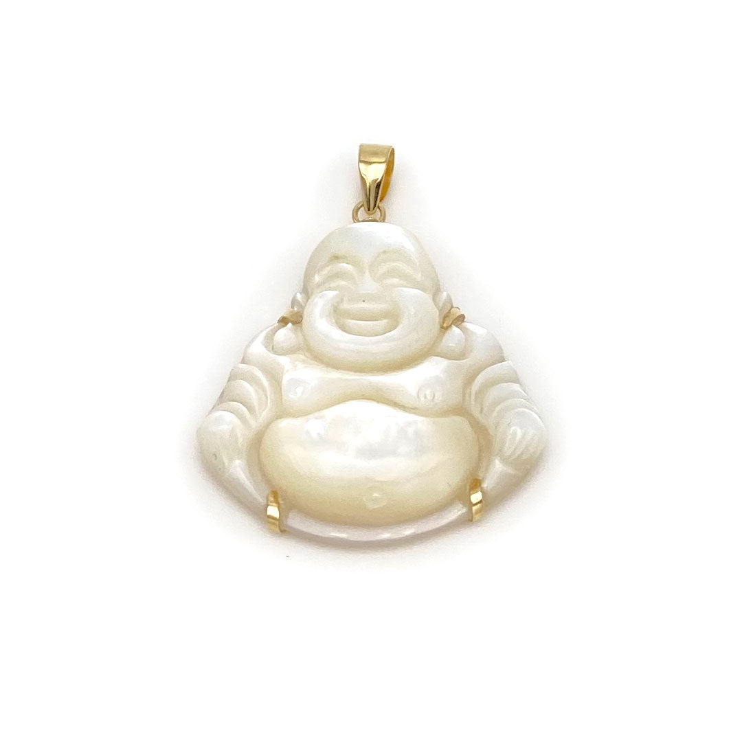 14k Buddha Pendant - Jade & Natural Stone
