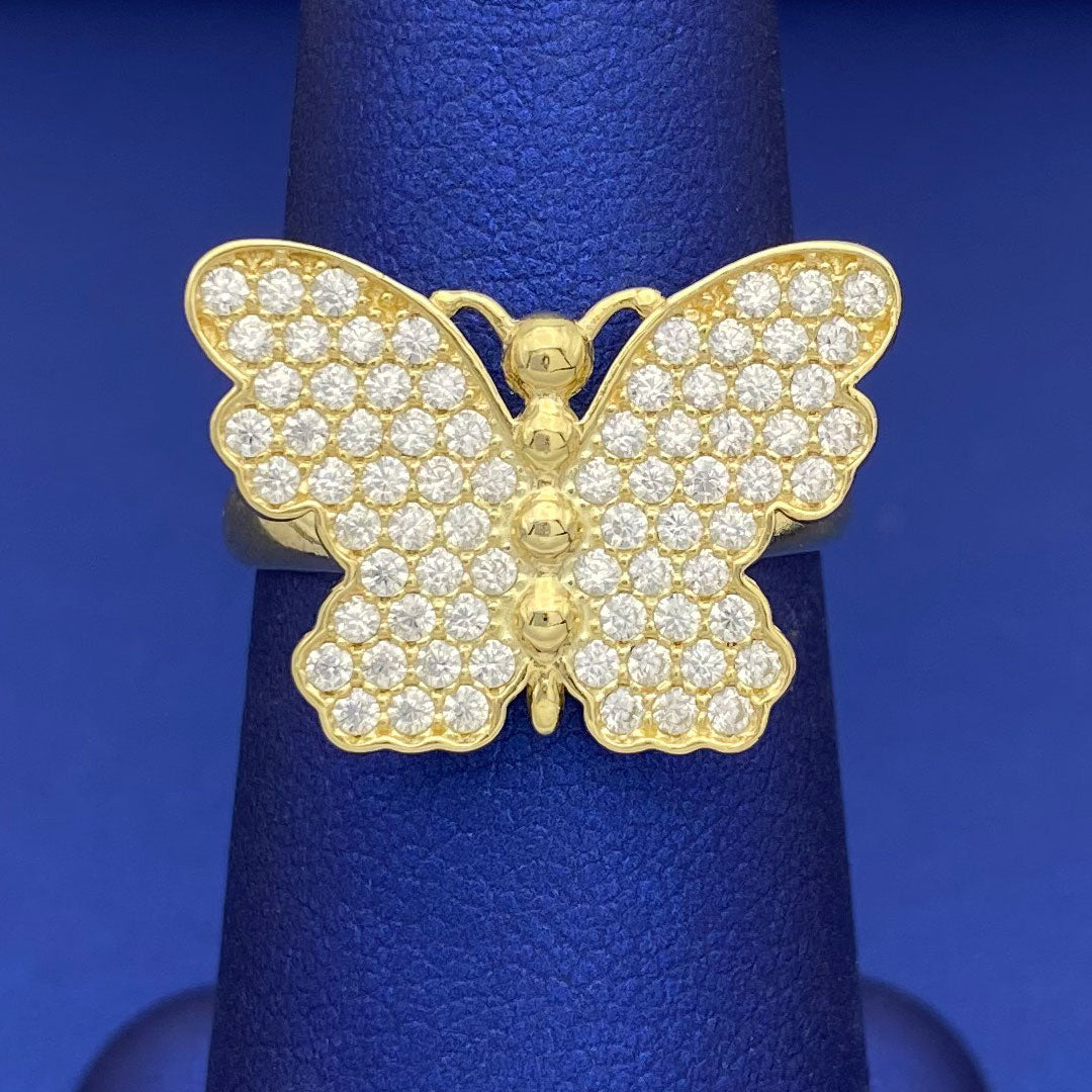 10k CZ Butterfly Cocktail Ring