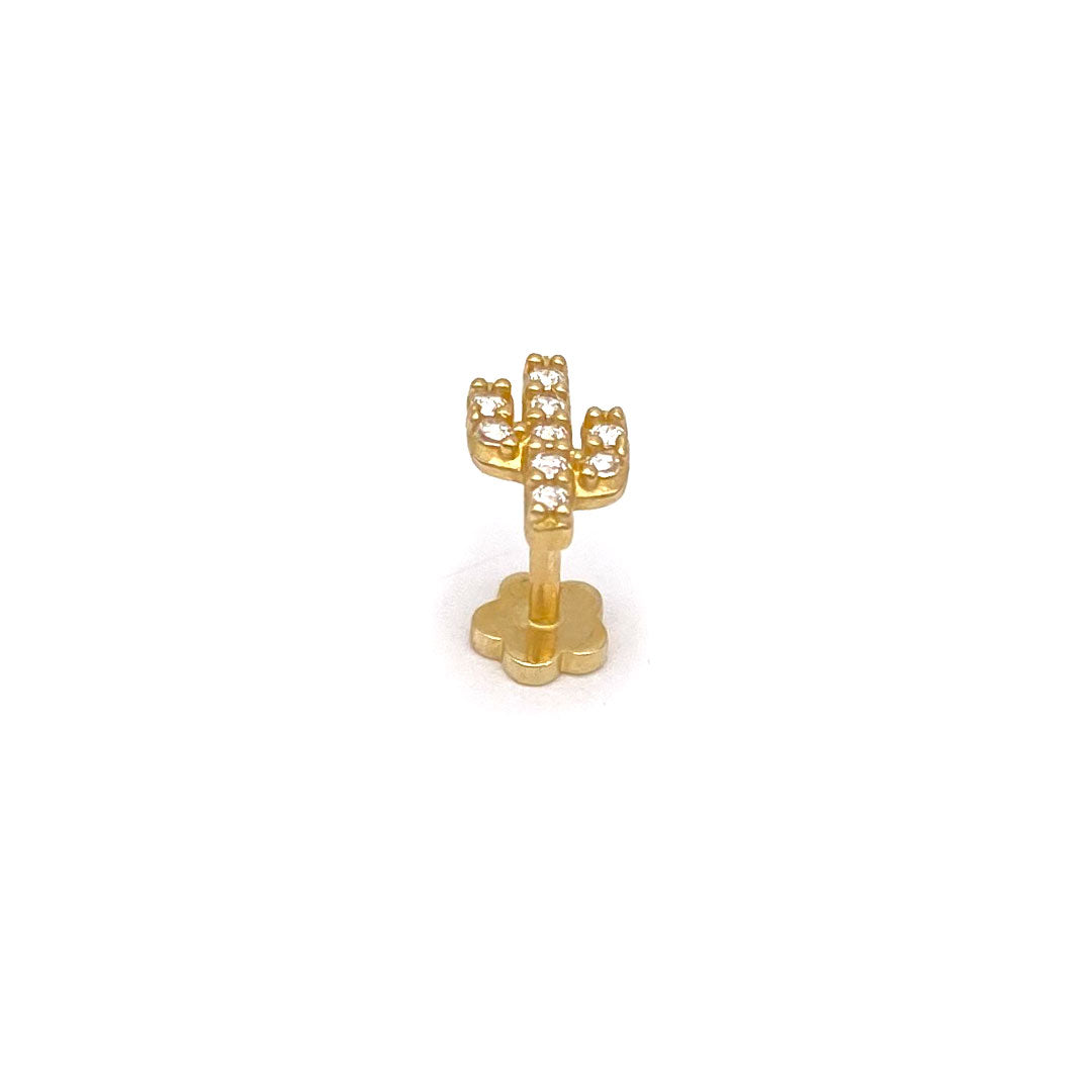 14k CZ Cactus Internal Threaded Stud