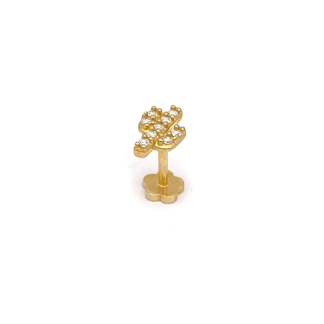 14k CZ Cactus Internal Threaded Stud