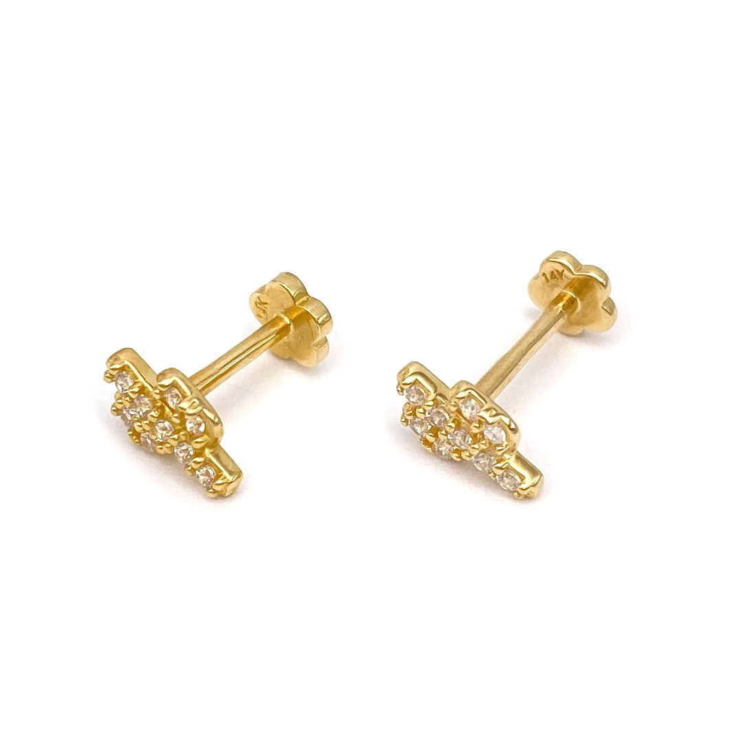 14k CZ Cactus Internal Threaded Stud