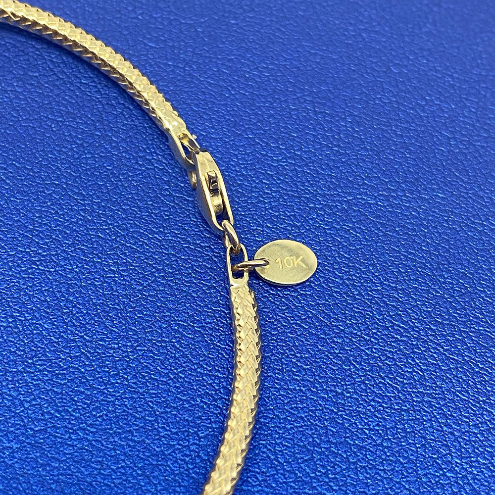 10k CZ Fancy Lion & Angel Wing Charm Bangle Bracelet Blue Background Lock