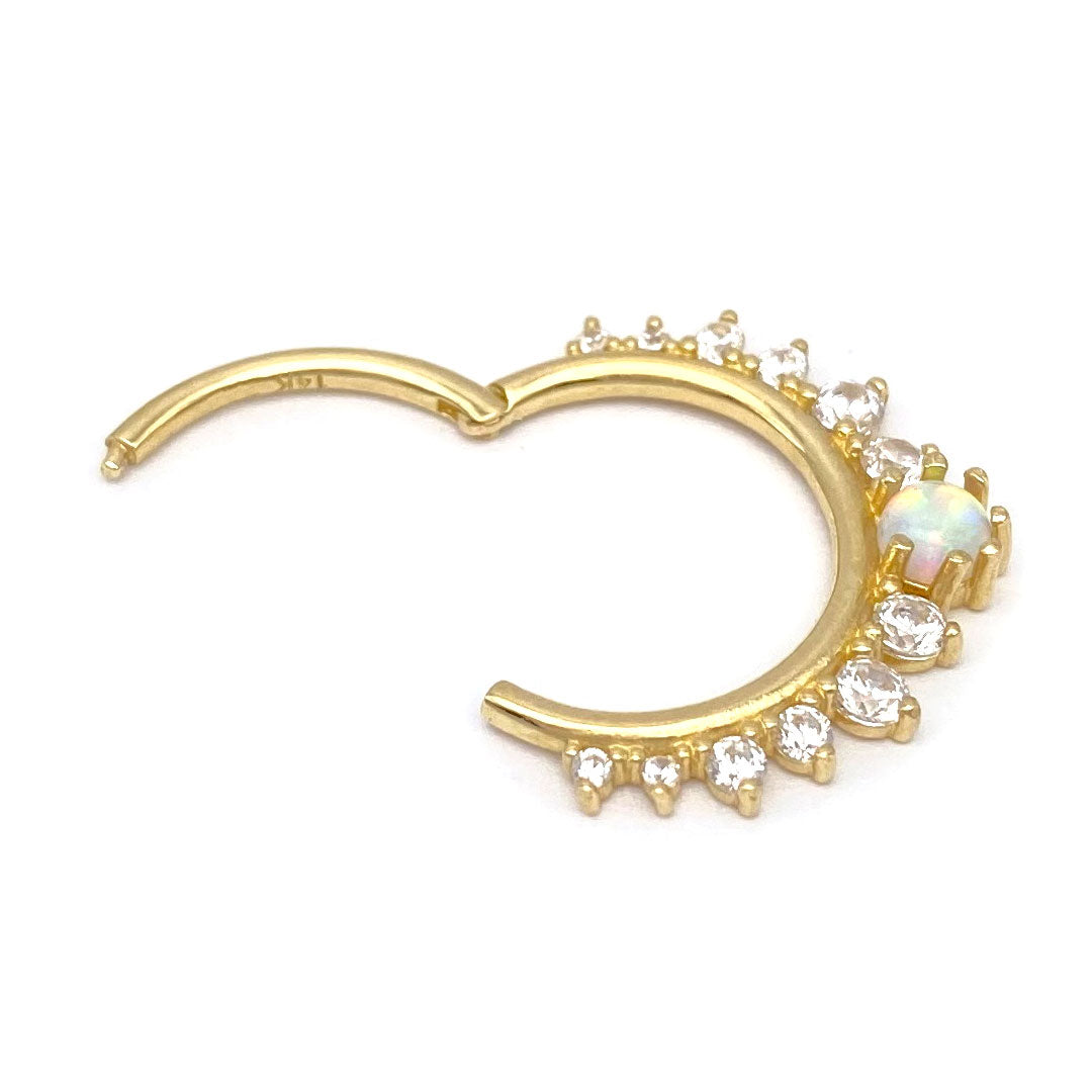 14k CZ & Opal Seamless Clicker Ring