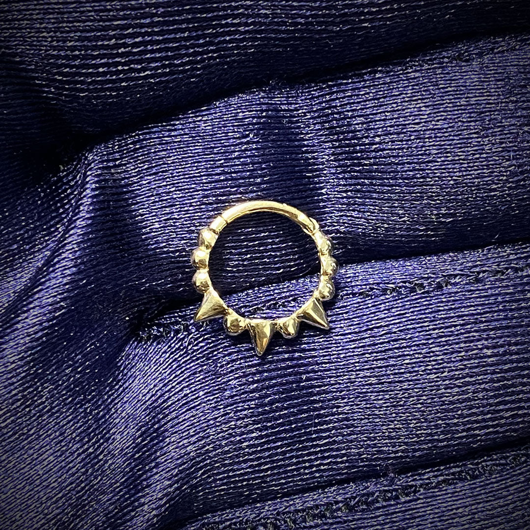 14k Spike & Bead Seamless Clicker Ring