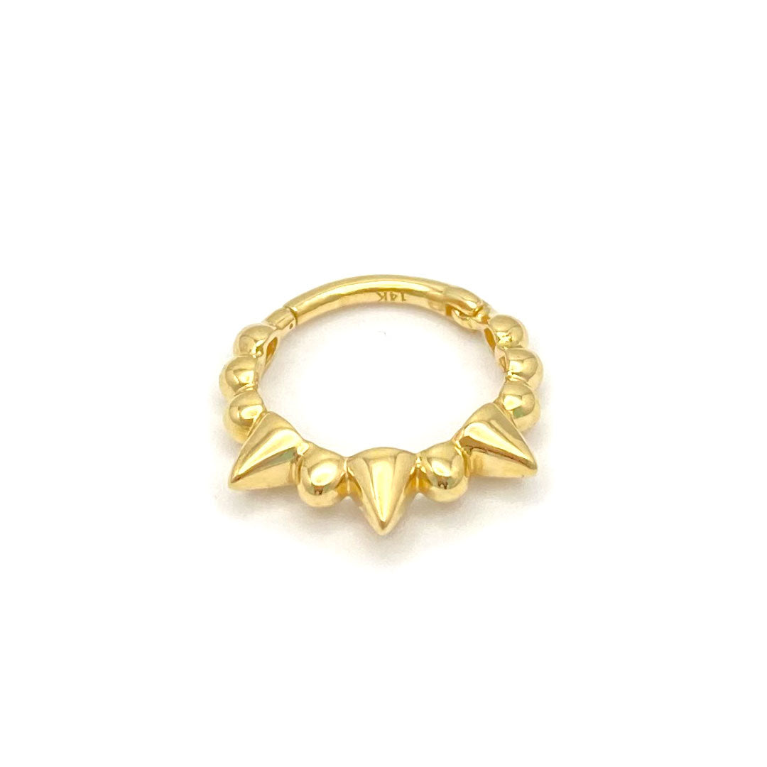 14k Spike & Bead Seamless Clicker Ring