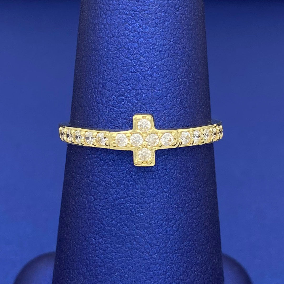 10k CZ Cross Ring