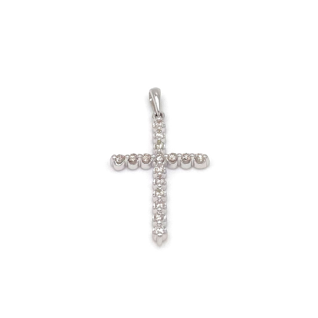 Diamond Cross Pendant 10k White Gold 0.25ct