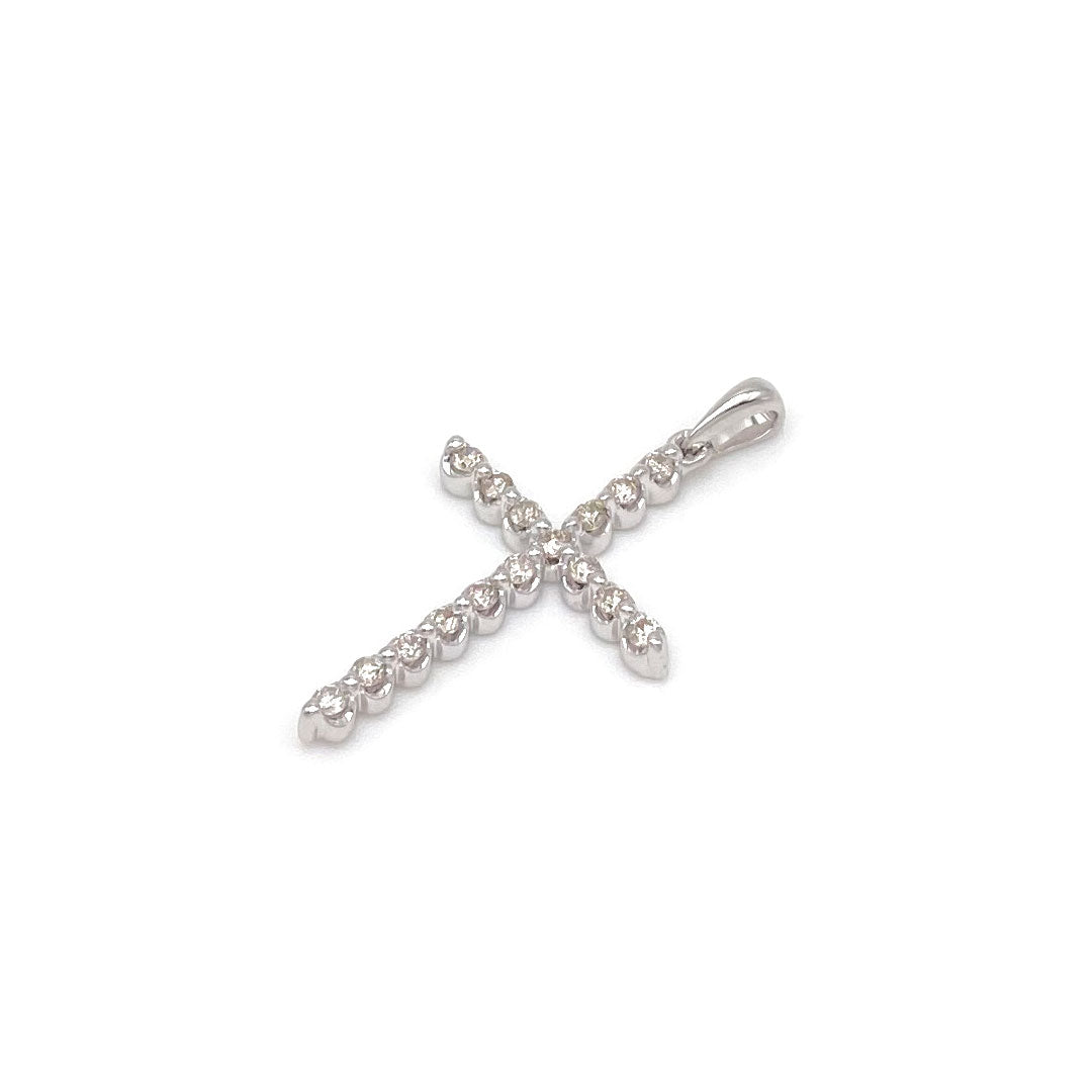 Diamond Cross Pendant 10k White Gold 0.25ct