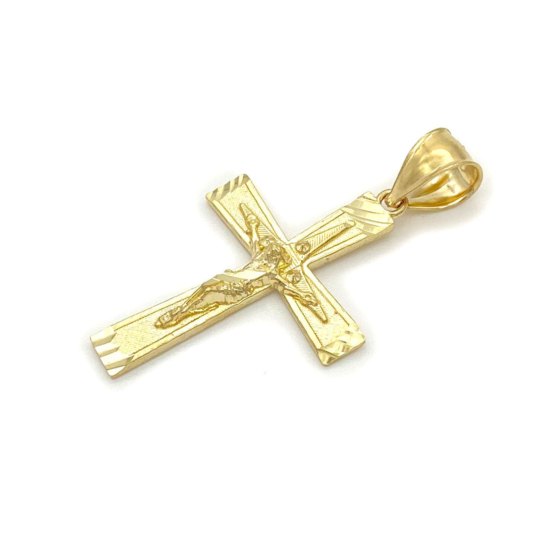10k Diamond Cut Crucifix Cross Pendant