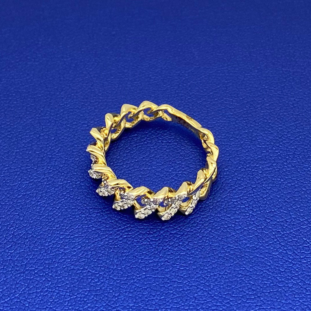 Diamond Cuban Link Style Ring 10k Yellow Gold 0.40ct
