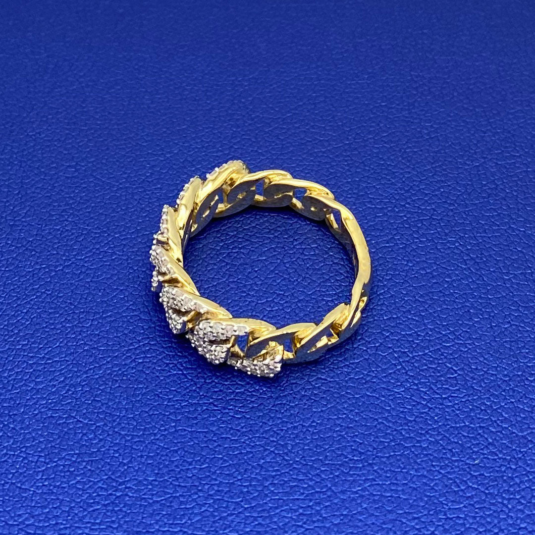 Diamond Cuban Link Ring 10k Yellow Gold 0.40ct