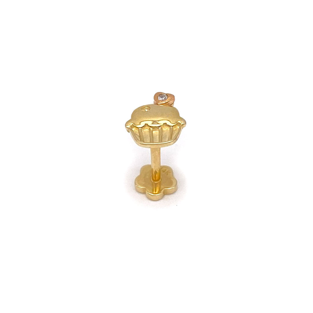 14k CZ Cupcake Internal Threaded Stud