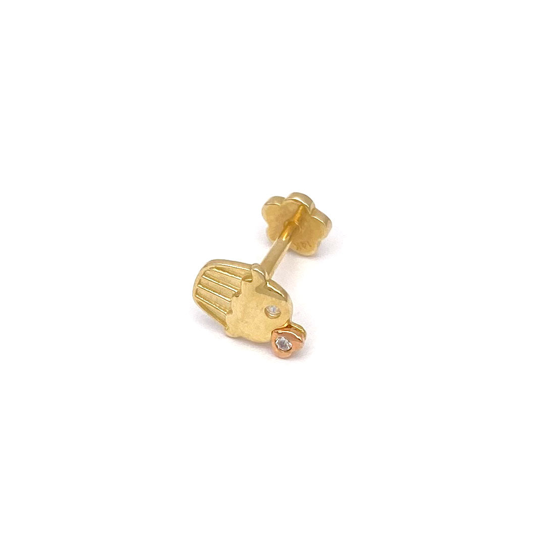 14k CZ Cupcake Internal Threaded Stud