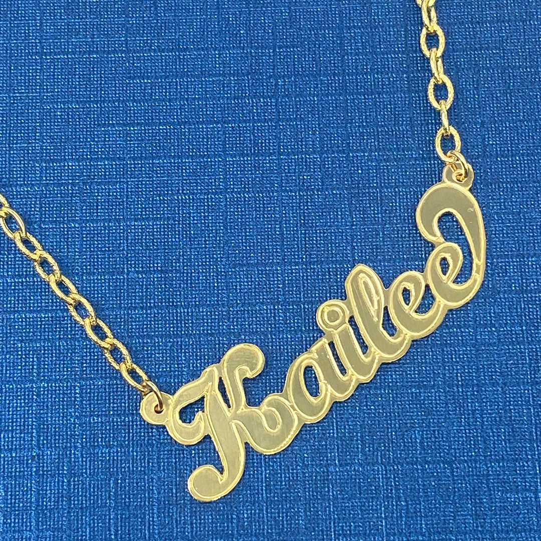 Personalized Cursive Name Plate Pendant