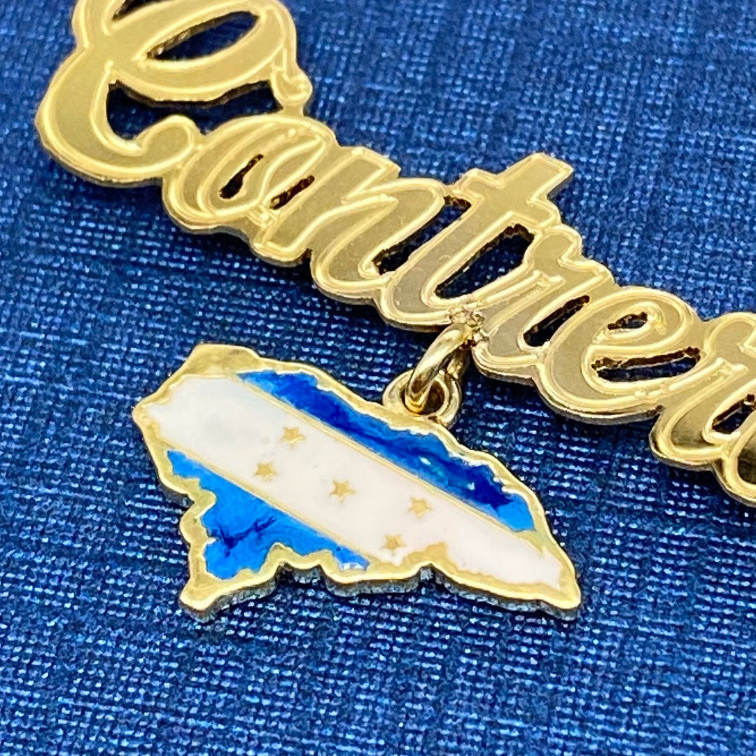 Personalized Cursive Name Plate Pendant with Enamel Map – Yellow Brick ...