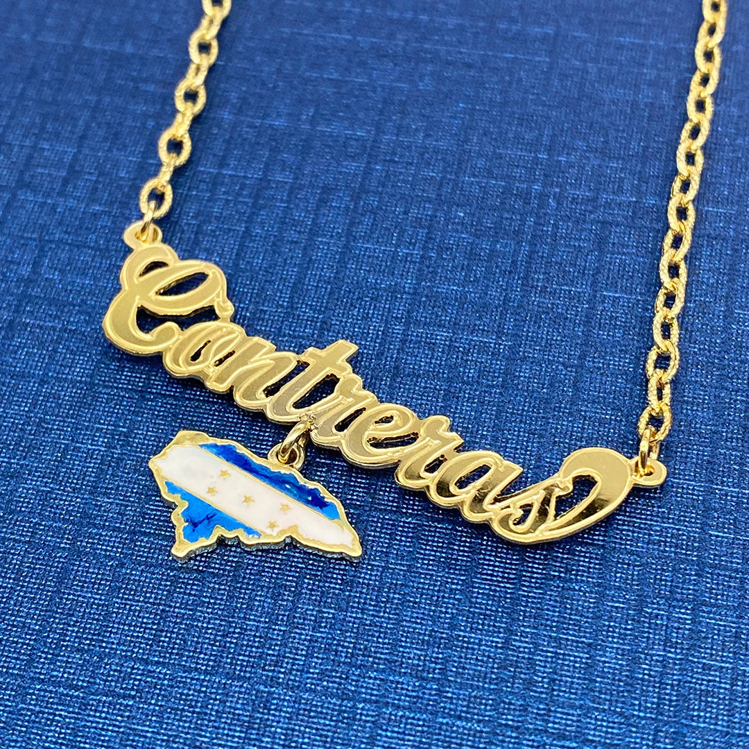 Personalized Cursive Name Plate Pendant with Enamel Map – Yellow Brick ...