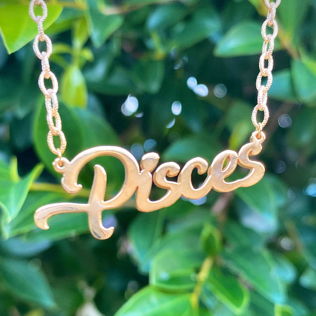 Cursive Pisces Name Necklace Order Sample Photo