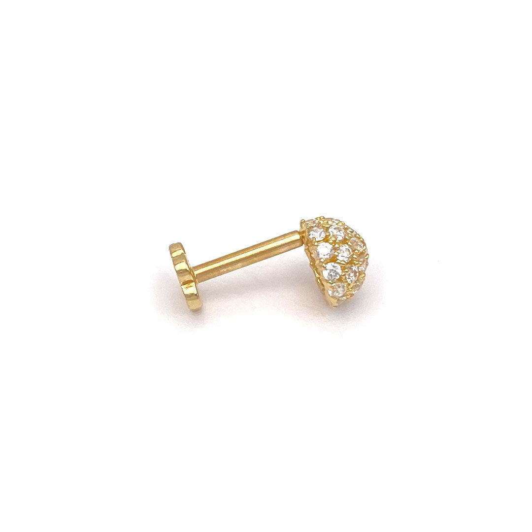 14k CZ Half Ball Internal Threaded Stud