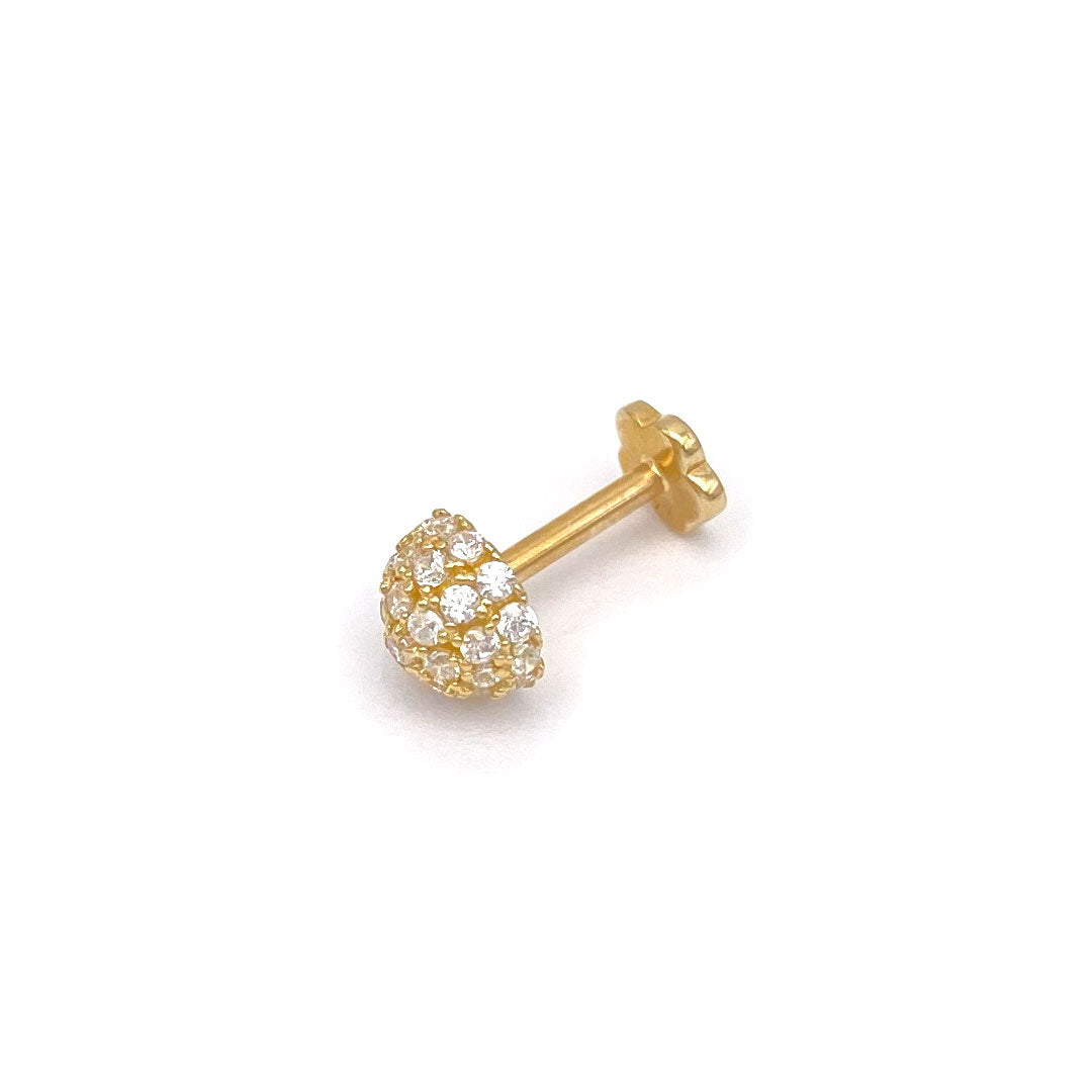 14k CZ Half Ball Internal Threaded Stud