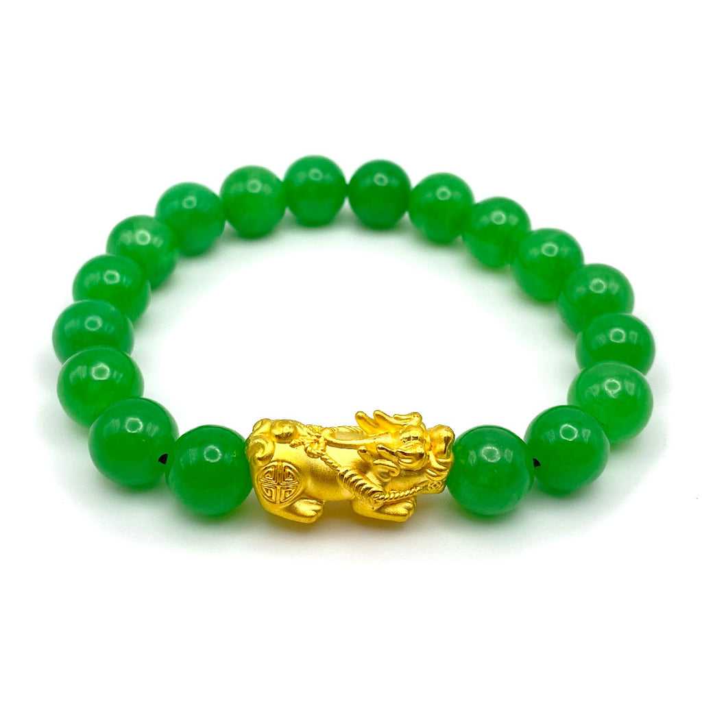 Yellow Jade Beaded Bracelet for Men, 10mm