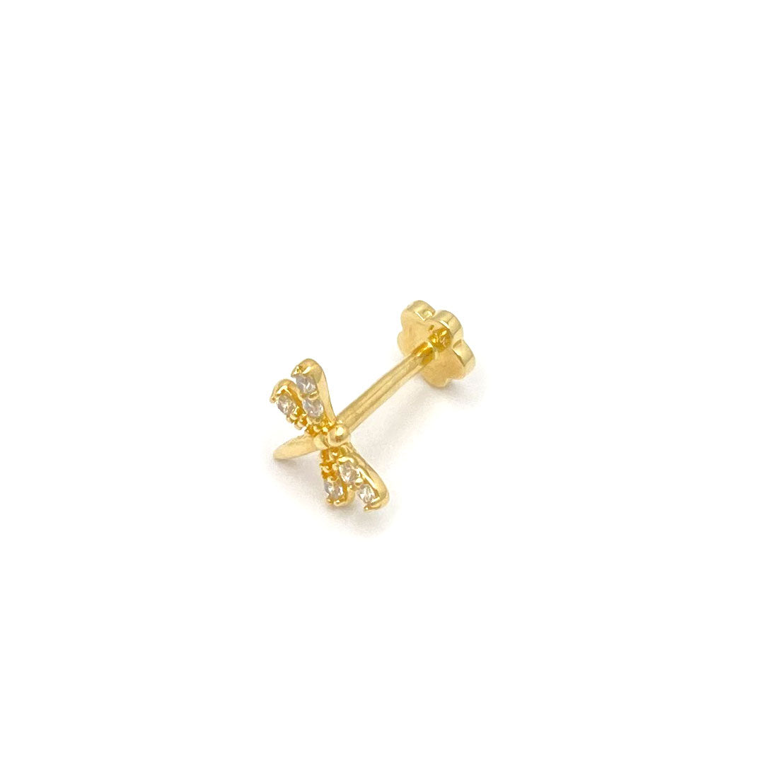 14k CZ Dragonfly Internal Threaded Stud