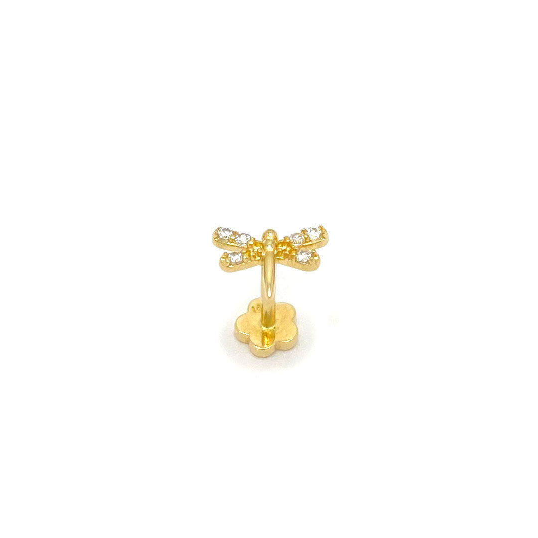 14k CZ Dragonfly Internal Threaded Stud