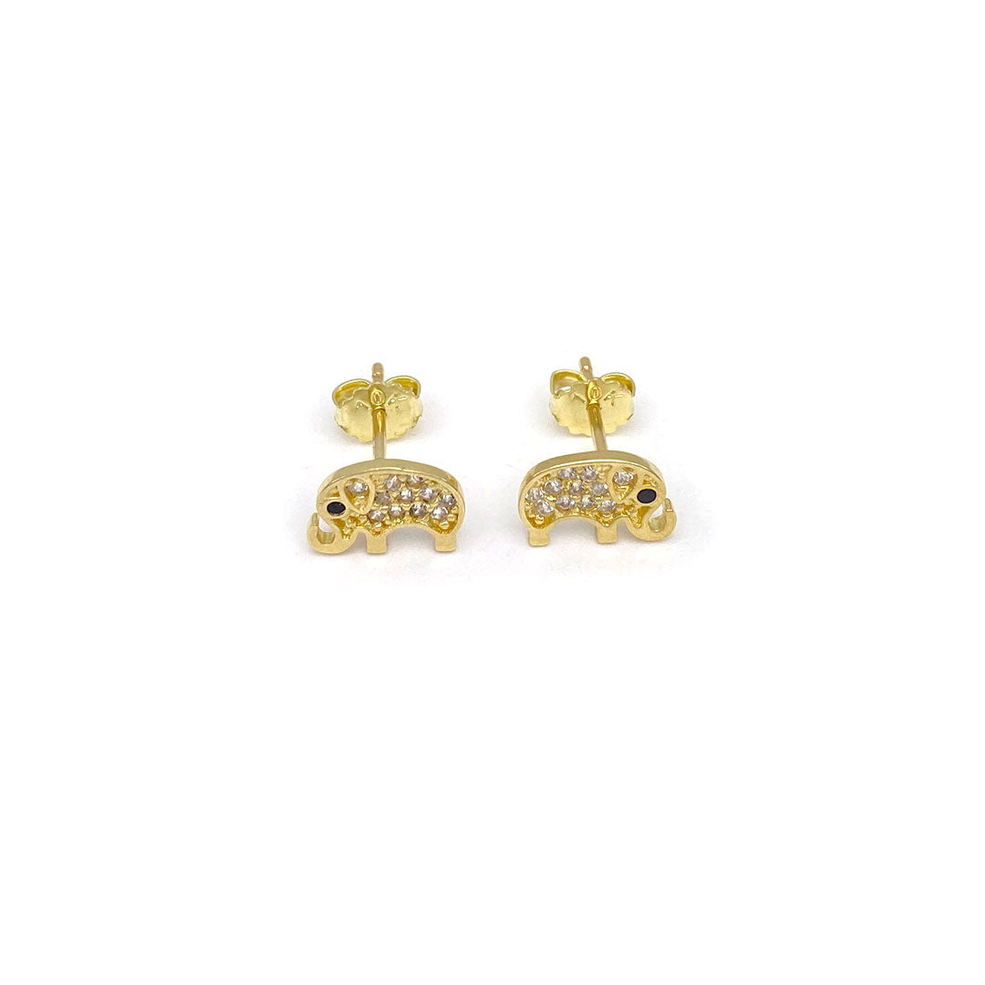 10k CZ Elephant Stud Earrings