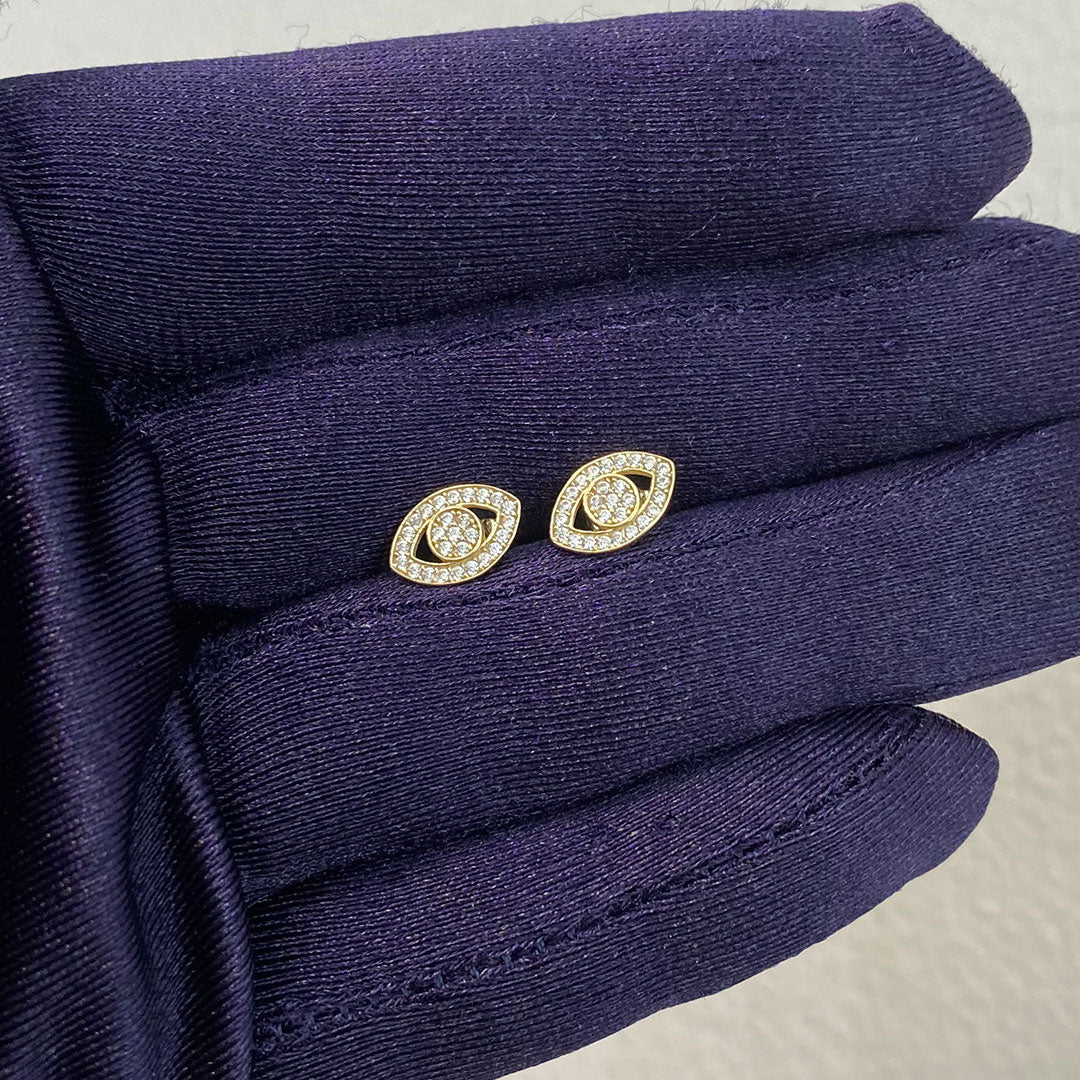 10k CZ Evil Eye Stud Earrings