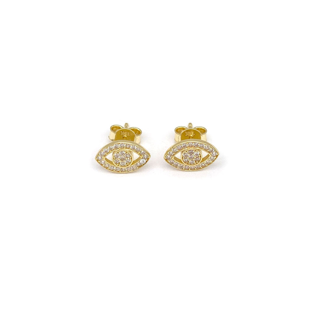 10k CZ Evil Eye Stud Earrings