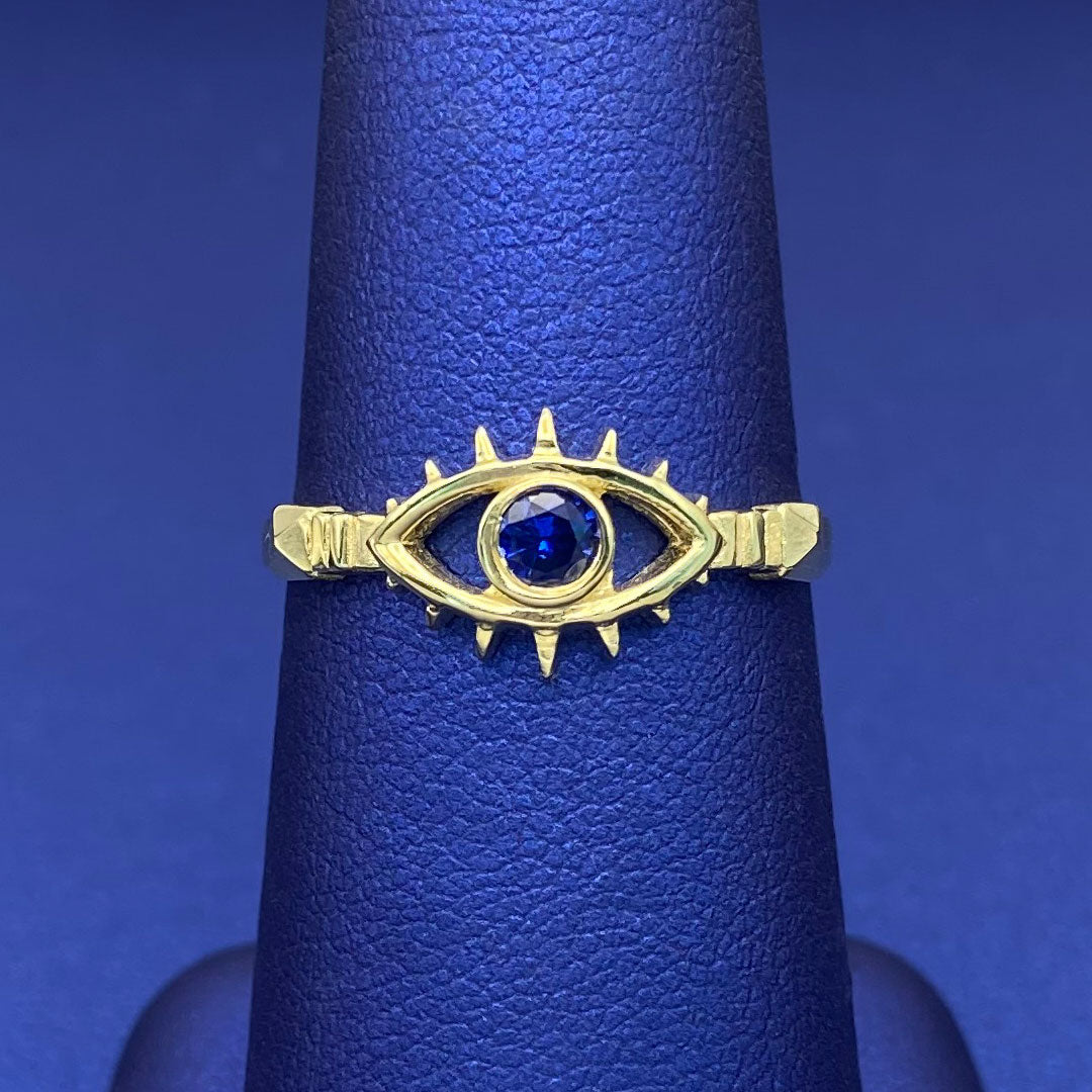 10k CZ Blue Evil Eye Ring