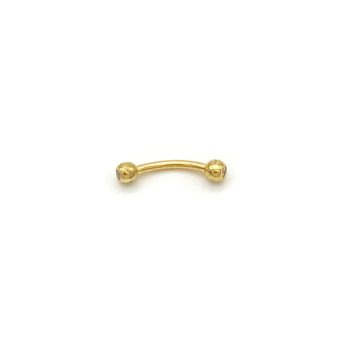 14k Gold CZ Ball Curved Barbell 16G 10MM