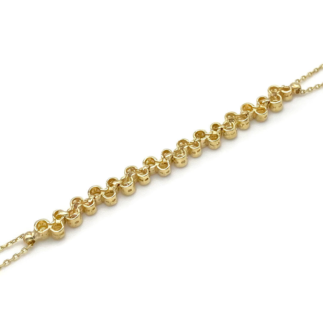 10k Yellow Gold CZ Circle Design Link Bracelet Back