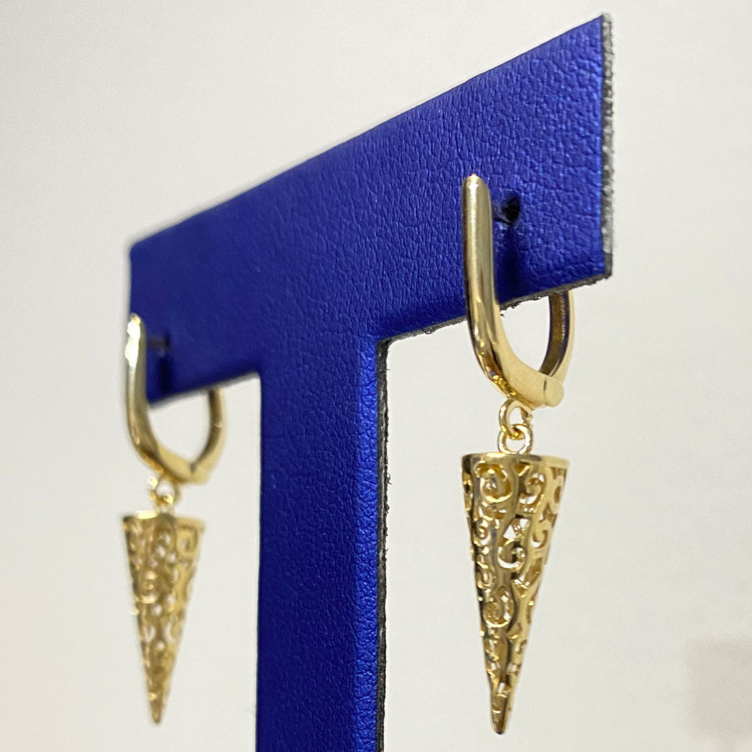 14k Filigree Spike Drop Earrings