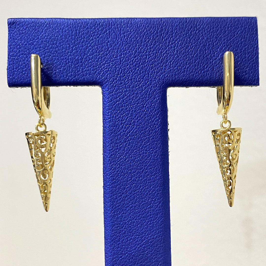 14k Filigree Spike Drop Earrings