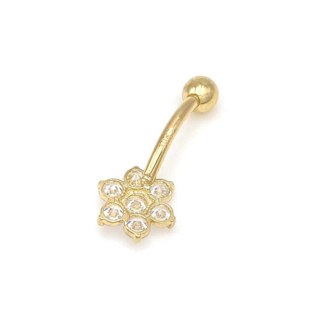 10k CZ Flower Cluster Belly Ring