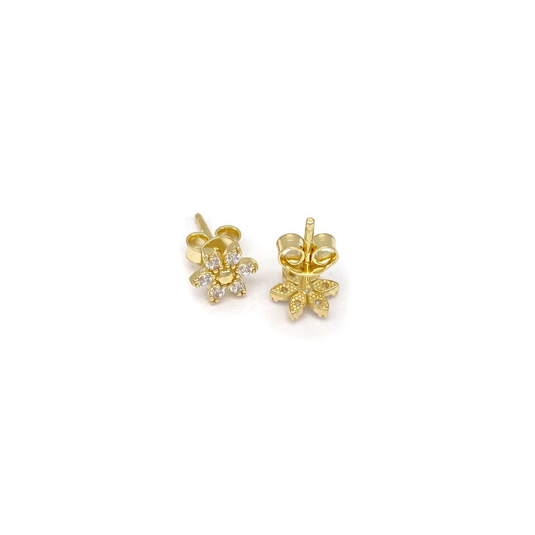 10k CZ Flower Stud Earrings