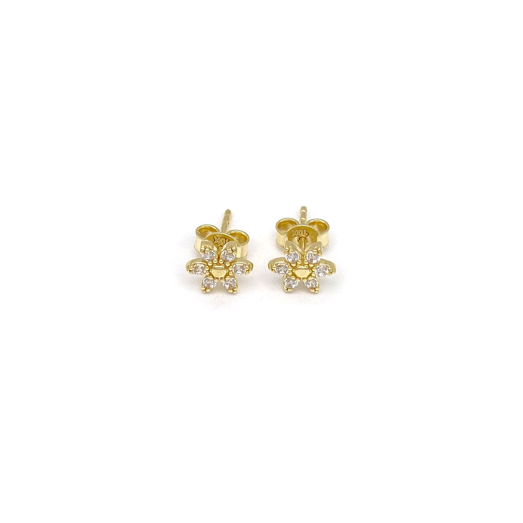 10k CZ Flower Stud Earrings